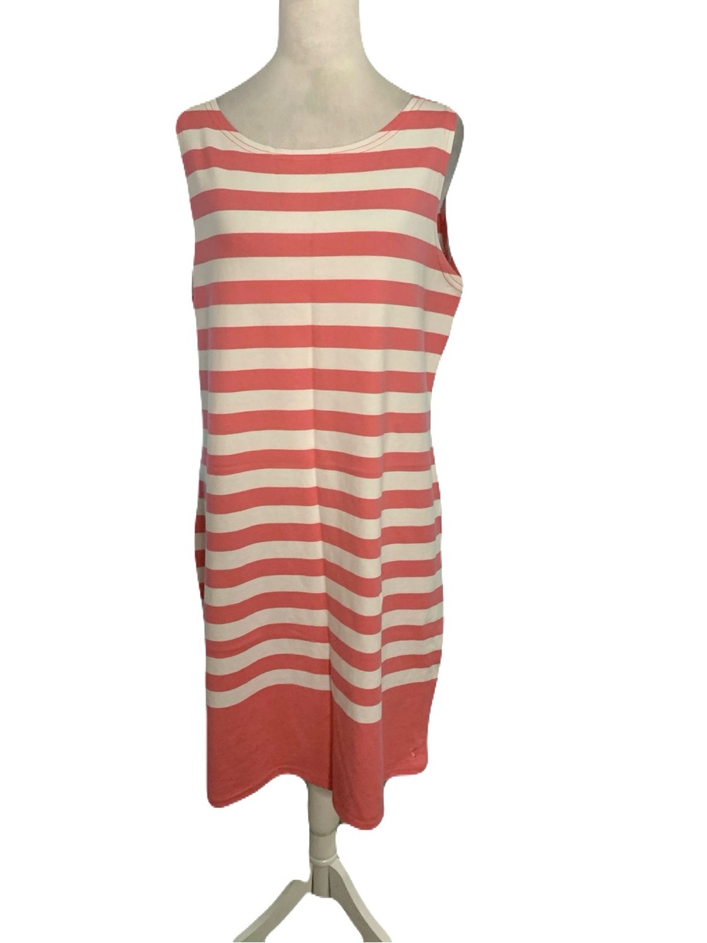 NWT Joules Women’s Size 12 Pink & White Striped Cotton Sleeveless Mini Dress